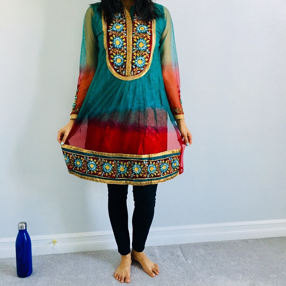 Green and Red Ombré Kurta only